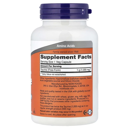 NOW Taurine 1000 mg 100 vcaps 