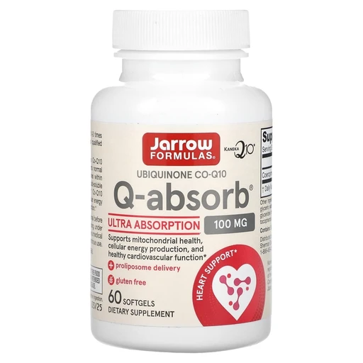 Jarrow Formulas Q-absorb® 100 MG, убихинон коэнзим Q10, 100 мг, 60 капсул