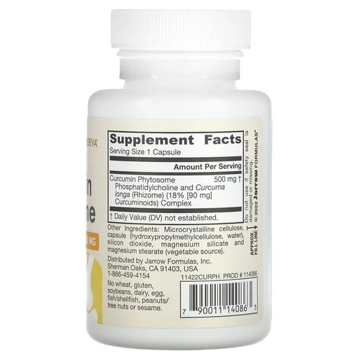 Jarrow Formulas Curcumin Phytosome 500 MG, фитосомы куркумина, 500 мг, 60 капсул 