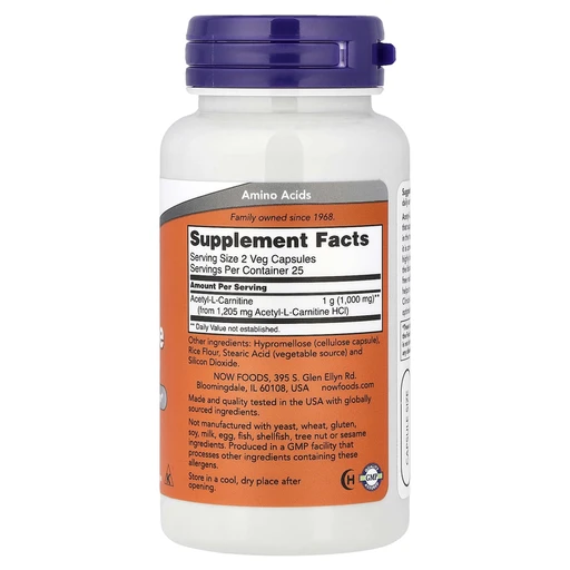 NOW Acetyl L-Carnitine 500 мг 50 капс 