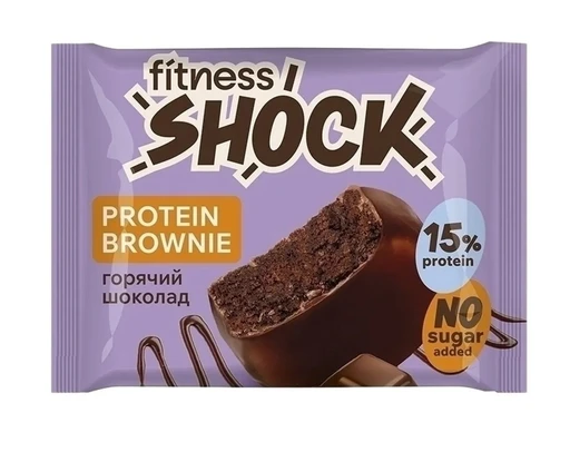 FitnesSHOCK Брауни глазированный 50 г - горячий шоколад
