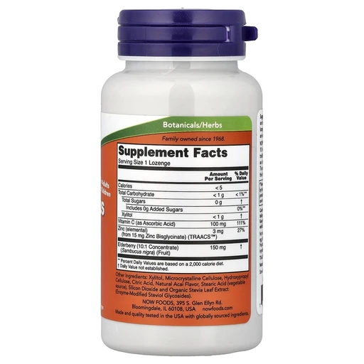 NOW SAMBUCUS ZINC-C 60 LOZ 