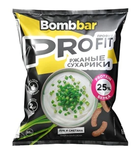 BOMBBAR Протеиновые сухарики со вкусом "Сметана и зеленый лук" 50 г