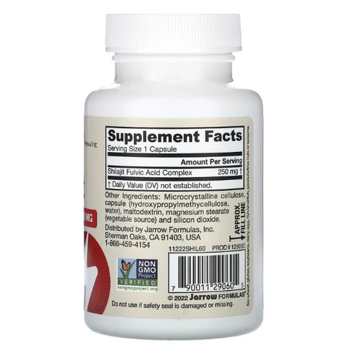 Jarrow Formulas  Shilajit Fulvic Acid Complex 250 MG, комплекс фульвовых кислот мумие, 250 мг, 60 капсул 