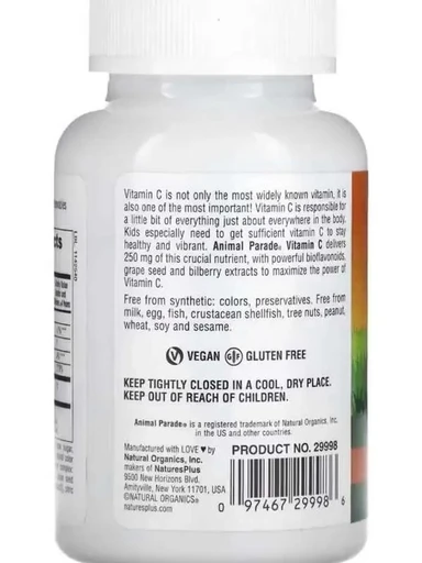 Nature's Plus Animal Parade VITAMIN C Chewable, Orange Juice Flavor 90 