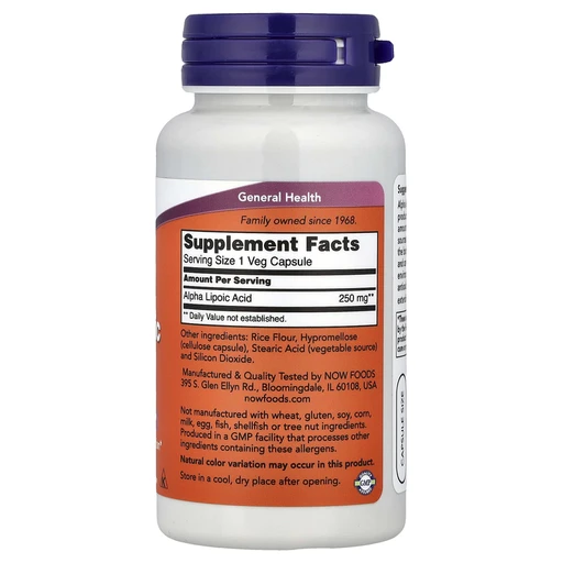 NOW Alpha Lipoic Acid 250 мг 60 вег капс 
