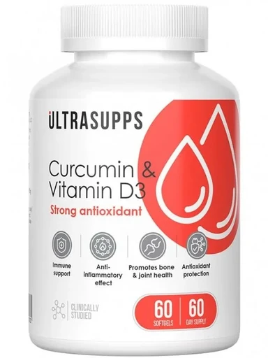 Ultrasupps Curcumin + D3 60 капс 
