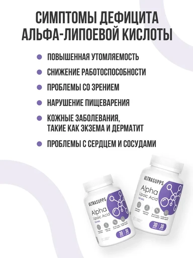 ULTRASUPPS Alpha Lipoic Acid 100 мг 30 мягких капс 