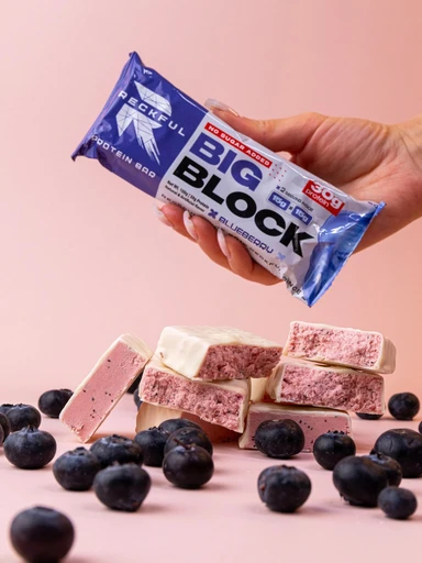 RECKFUL ® PROTEIN BAR - BIG BLOCK 100g 1 батончик 30г белка (Черника в белой глазури) 