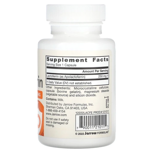 Jarrow Formulas Lactoferrin 250 MG, Лактоферрин, 250 мг, 60 капсул 