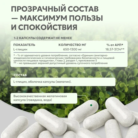 Natural Supp Глицин 650 мг 60 капс. 