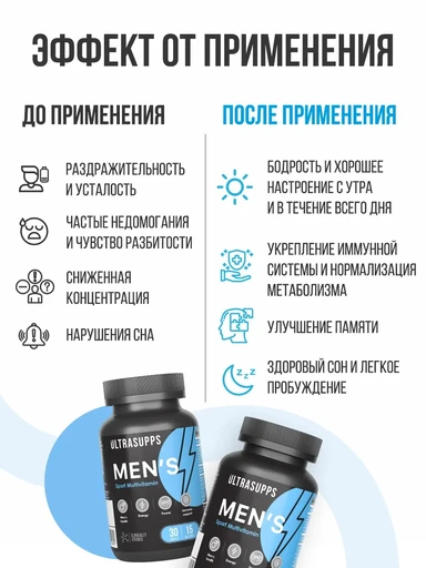 ULTRASUPPS Men's Multivitamin 30 каплет 