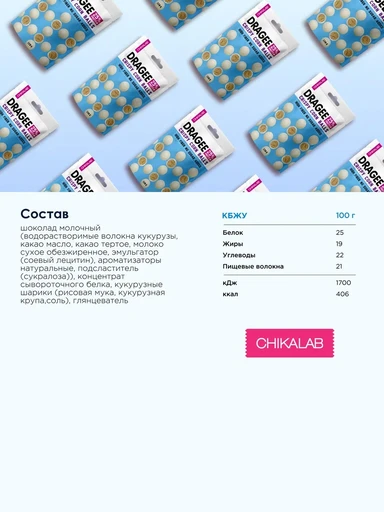CHIKALAB Драже Шарики кукурузные в белом шоколаде 120 гр. 