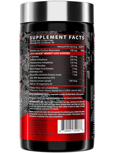 Nutrex Lipo-6 International Black (weight loss support) 120 капс 