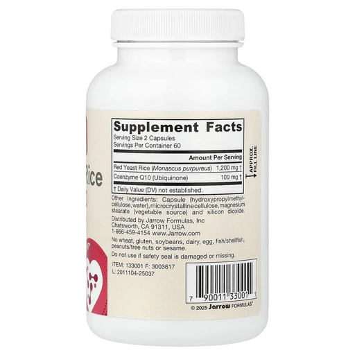 Jarrow Formulas Red Yeast Rice + Co-Q10 600 MG 120ct , красный ферментированный рис и коэнзим Q10, 120 капсул 