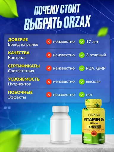 ORZAX VITAMIN D3 5.000 IU Орзакс Витамин D3 