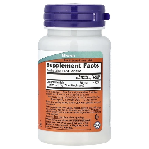 NOW ZINC PICOLINATE 50mg 30 VCAPS 