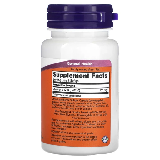 NOW CoQ-10 100 mg 50 softgels 