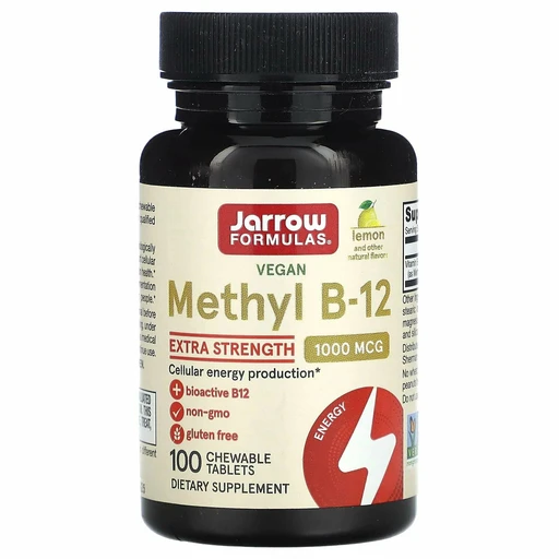 Jarrow Formulas Methyl B-12, Methylcobalamin 500 MCG, Метил В-12, Метилкобаламин, 500 мкг, 100 жев таблеток