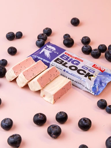 RECKFUL ® PROTEIN BAR - BIG BLOCK 100g 1 батончик 30г белка (Черника в белой глазури) 