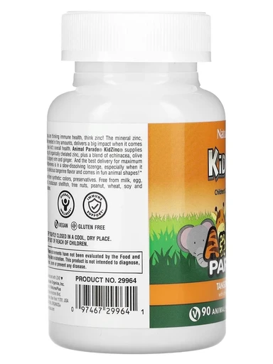 Nature's Plus Animal Parade Kid Zinc Lozenges, Tangerine Flavor 90 