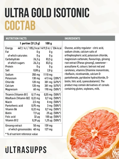 ULTRASUPPS Ultra Gold Isotonic 500 г - грейпфрут 