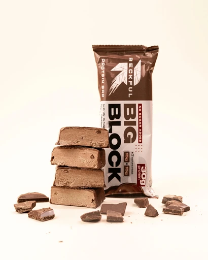 RECKFUL ® PROTEIN BAR - BIG BLOCK 100g 1 батончик 30г белка (Шоколадный фондан в молочной глазури) 