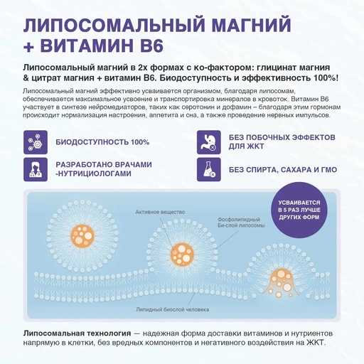 Liposomal Magnesium + B6, банка 150 гр 