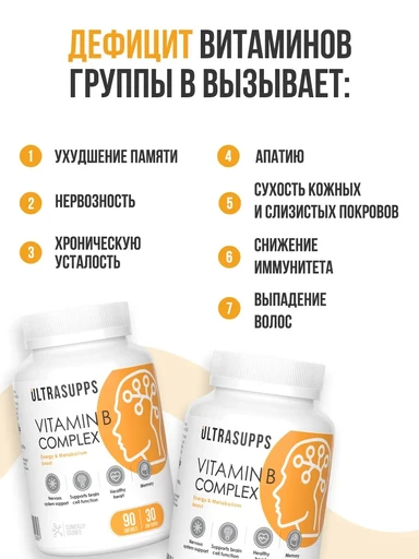 ULTRASUPPS Vitamin B Complex 90 мяг капс 