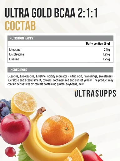 ULTRASUPPS Ultra Gold BCAA 2:1:1 300 г - фруктовый пунш 