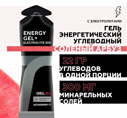 GEL4U Гель энергетический углеводный с электролитами , вкус Арбуз, 60 гр.