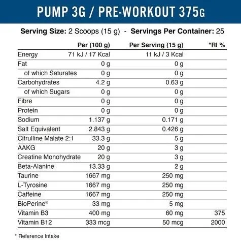Applied Nutrition PUMP 3G 375 г - фруктовый взрыв 