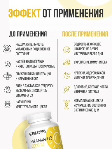 ULTRASUPPS Vitamin D3 2000 IU 180 мяг капс 