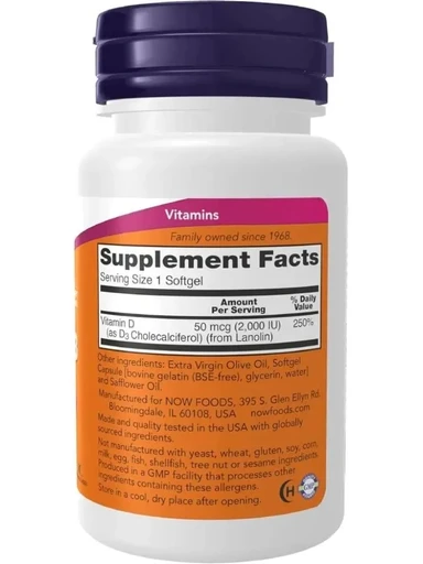 NOW Vitamin D-3 2000 ед 240 капс 