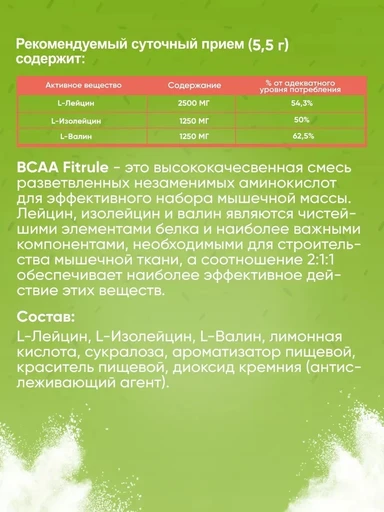 Fitrule BCAA powder 200 гр - яблоко 