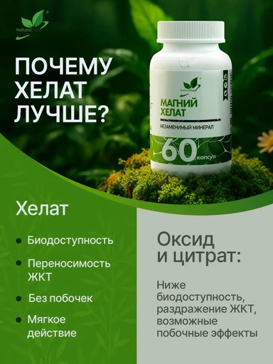 Natural Supp Magnesium Chelate 200mg 60 caps 