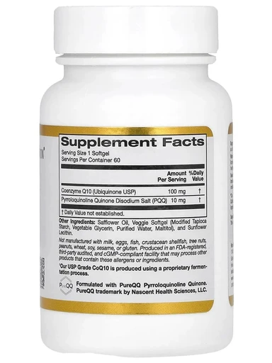 California Gold Nutrition CoQ10 with PQQ  60 veg softgels 