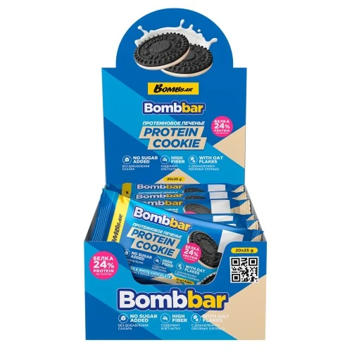 BOMBBAR Печенье с какао неглазированное с начинкой 25г - сливочный крем