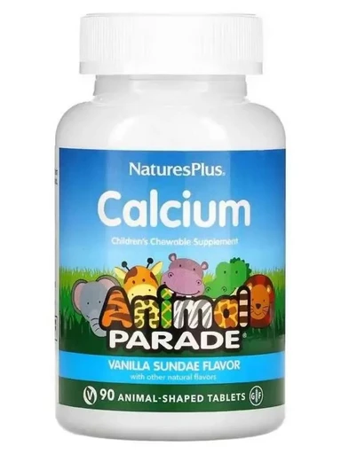 Nature's Plus Animal Parade CALCIUM Chewable, Vanilla Sundae Flavor 90 