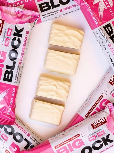 RECKFUL ® PROTEIN BAR - BIG BLOCK 100g 1 батончик 30г белка (Малина в белой глазури) 