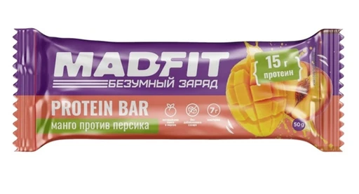 Mad Fit Батончик неглазированный "Персик-манго" 50г