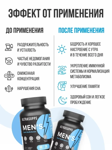 ULTRASUPPS Men's Multivitamin 60 каплет 