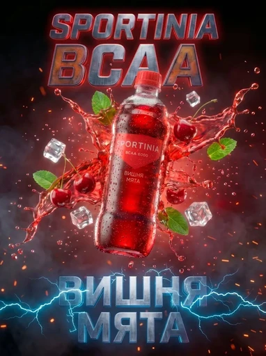 SPORTINIA Напиток BCAA 6000 500 мл - вишня-мята