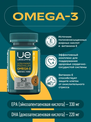 UeSUPPS Premium Omega-3 60 мяг капс 
