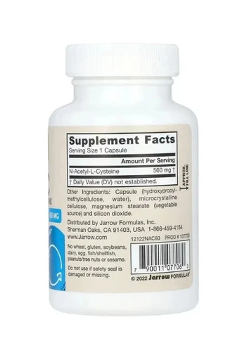 Jarrow Formulas N-A-C (N-Acetyl-L-Cysteine) 500 MG, N-Ацетил-L-Цистеин, 500 мг, 60 жев таблеток 