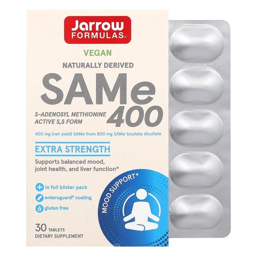 Jarrow Formulas SAMe 400  400 MG, S-аденозилметионин, 400 мг, 30 таблеток