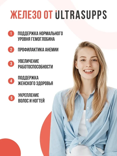 ULTRASUPPS Iron Bisglycinate 60 капс 