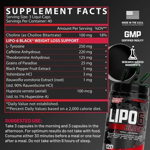 Nutrex Lipo-6 International Black (weight loss support) 120 капс 