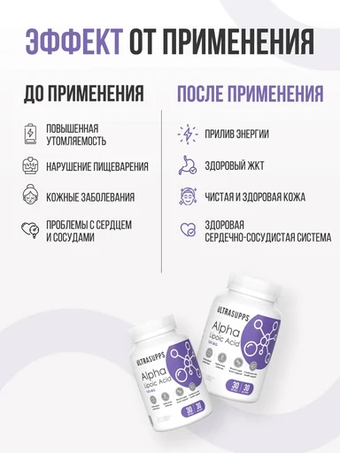 ULTRASUPPS Alpha Lipoic Acid 100 мг 30 мягких капс 