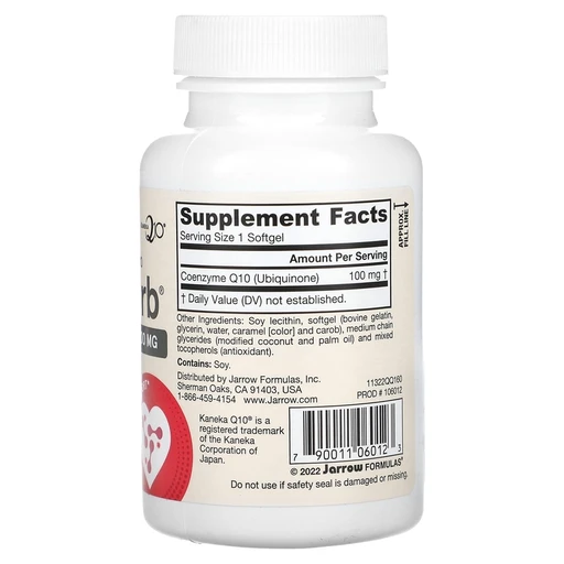 Jarrow Formulas Q-absorb® 100 MG, убихинон коэнзим Q10, 100 мг, 60 капсул 